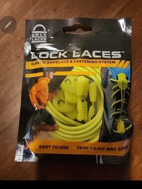 Lock Laces Elastic No Tie Shoe Laces NEON YELLOW (NEW!)